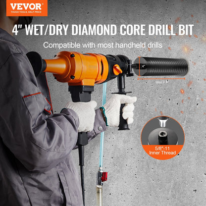 4" Wet/Dry Diamond Core Drill Bit for Concrete & Brick, 0.24m Depth, 2.1 kg