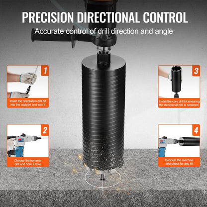 4" Wet/Dry Diamond Core Drill Bit for Concrete & Brick, 0.24m Depth, 2.1 kg