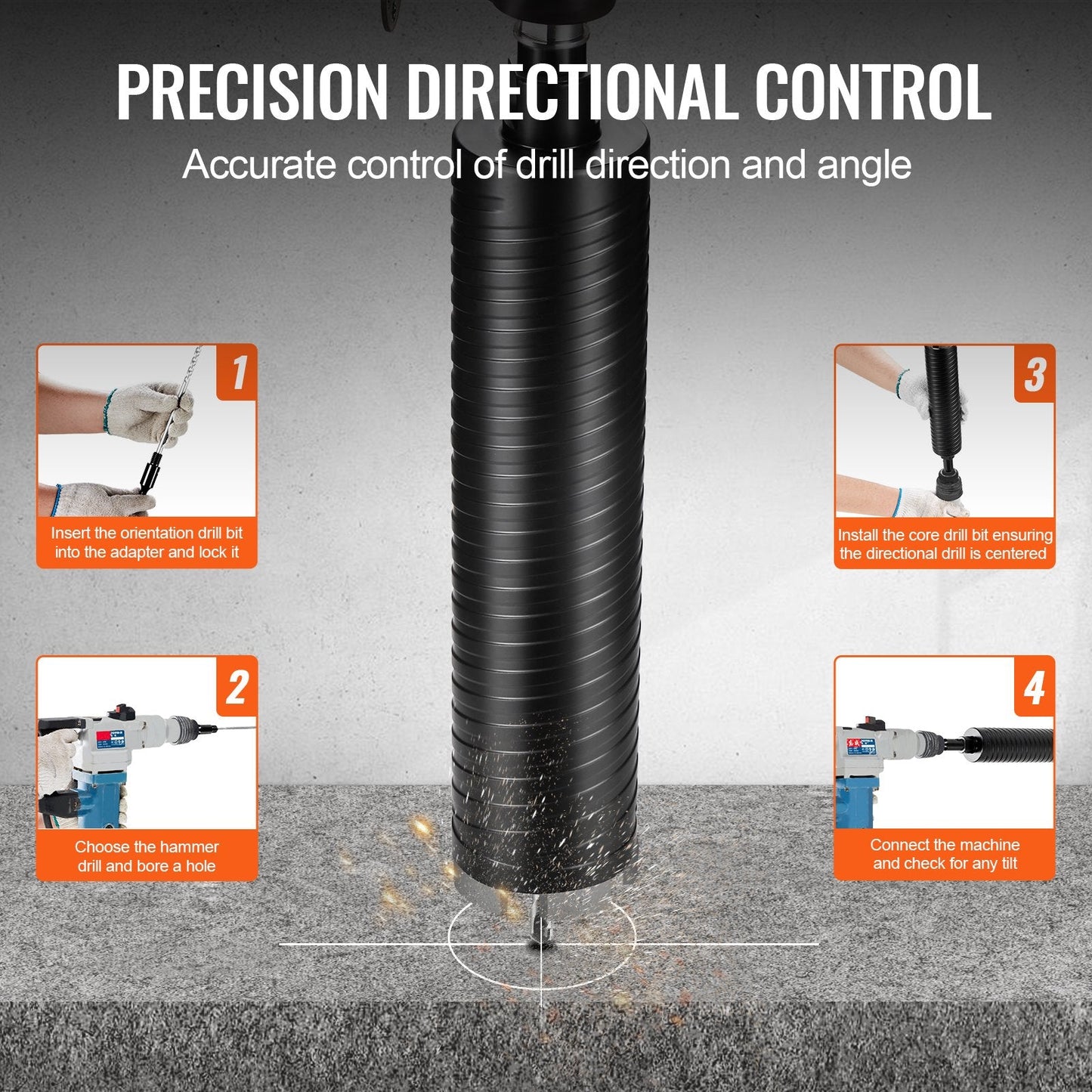 2.5" Diamond Core Drill Bit for Brick & Concrete, 9.5" Depth, Wet/Dry Use