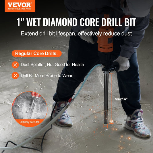 1" Diamond Core Drill Bit, 355mm Depth for Concrete and Brick Wet Cutting