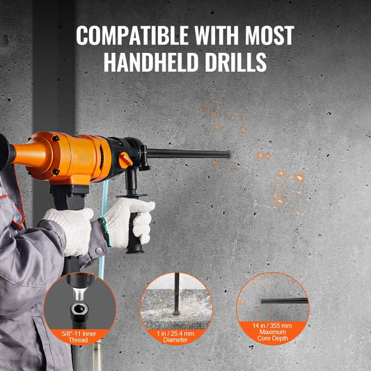 1" Diamond Core Drill Bit, 355mm Depth for Concrete and Brick Wet Cutting