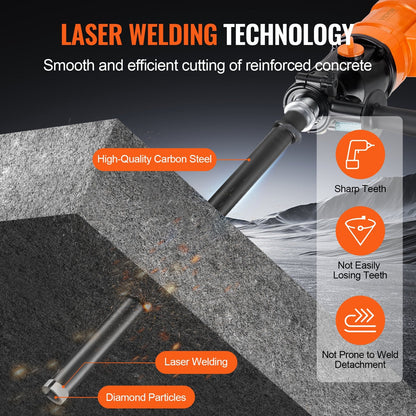 1" Diamond Core Drill Bit, 355mm Depth for Concrete and Brick Wet Cutting