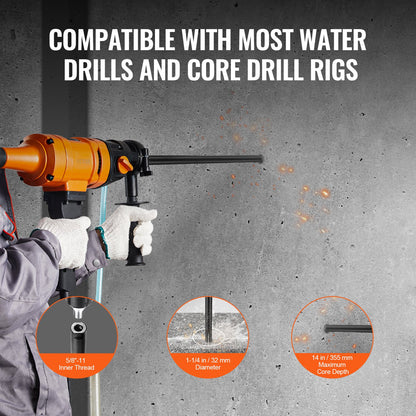 VEVOR Core Drill Bit, 1-1/4" Wet Diamond Core Drill Bits, 14" Drilling Depth Concrete