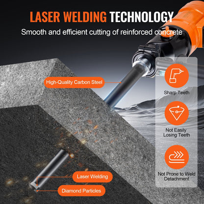 1.25" Wet Diamond Core Drill Bit, 355mm Depth for Concrete & Brick Coring
