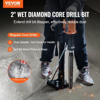 VEVOR Core Drill Bit, 2" Wet Diamond Core Drill Bits, 14" Drilling Depth Concrete