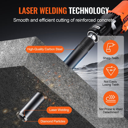2m Wet Diamond Core Drill Bit for Concrete and Brick, 355mm Depth, 1.28kg
