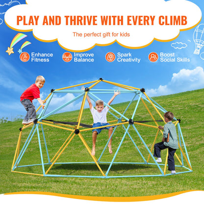 VEVOR Climbing Dome, 10FT Geometric Dome Climber with Hammock and Swing, for Kids