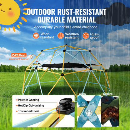 VEVOR Climbing Dome, 10FT Geometric Dome Climber with Hammock and Swing, for Kids