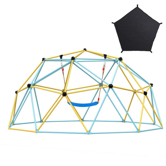 VEVOR Climbing Dome, 10FT Geometric Dome Climber with Hammock and Swing, for Kids