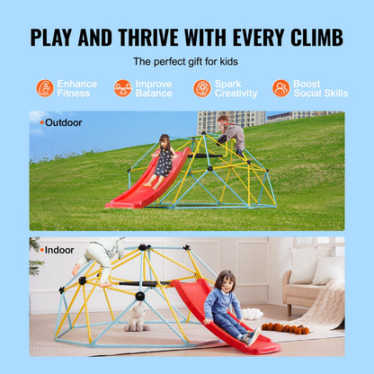 VEVOR Climbing Dome, 8FT Geometric Dome Climber with Slide, for Kids 3 to 9 Years