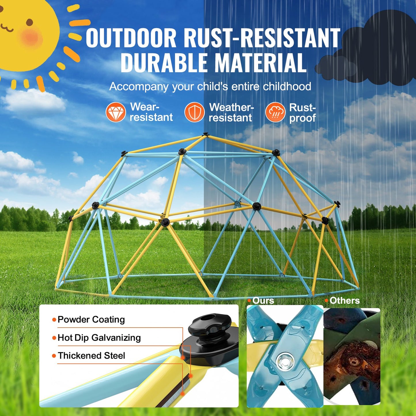 VEVOR Climbing Dome, 10FT Geometric Dome Climber Play Center for Kids 3 to 10 Years