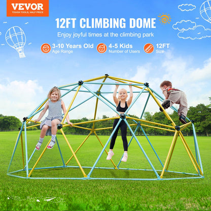 12FT Geometric Dome Climber Play Center for Kids, Supports 340 kg, Ages 3-10