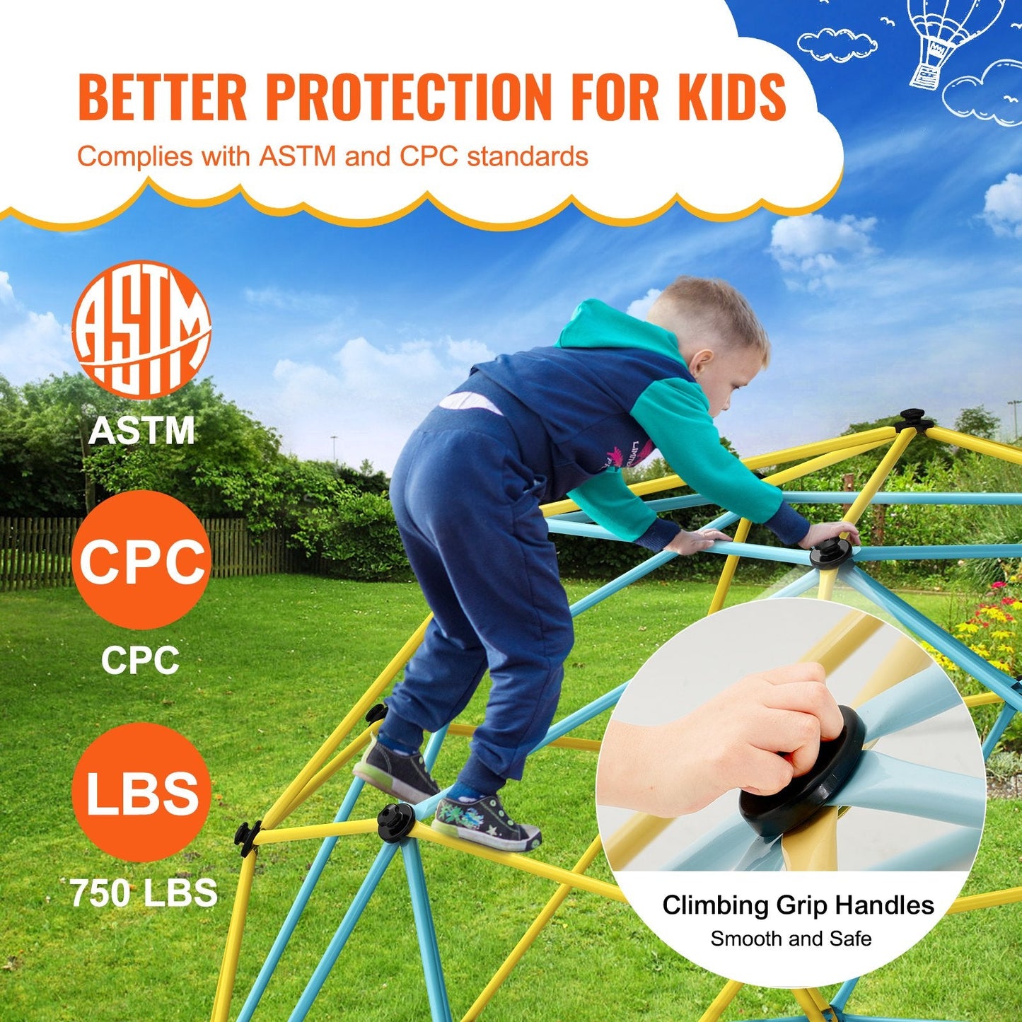 12FT Geometric Dome Climber Play Center for Kids, Supports 340 kg, Ages 3-10
