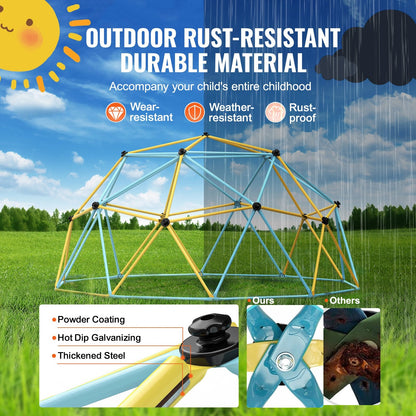 12FT Geometric Dome Climber Play Center for Kids, Supports 340 kg, Ages 3-10