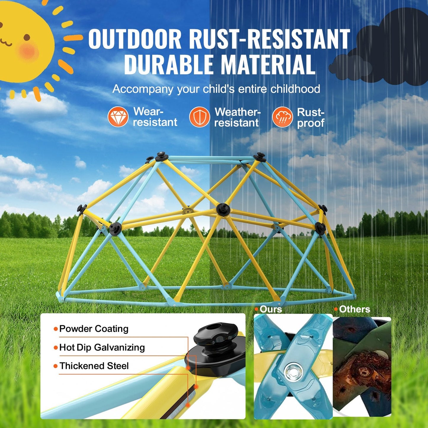 6-Meter Geometric Dome Climber for Kids Aged 3-9, Supports 272 kg