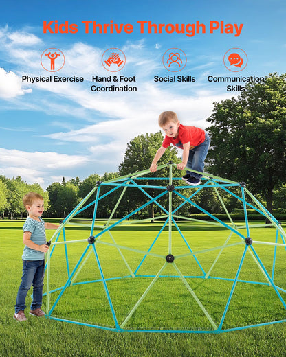 Climbing Dome, 305cm Geometric Dome Climber with Saucer Swing, 453kg Loading Kid's Jungle Gym Playground, Easy-Assembly Outdoor Backyard Climbing Equipment for Boys Girls 3 to 10 Years Old