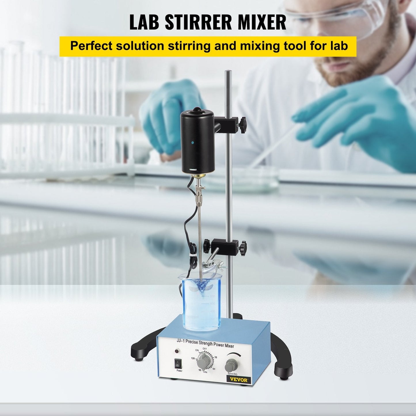 Electric Overhead Stirrer Mixer, 100W, 0-3000 RPM, Adjustable Speed, 8 kg