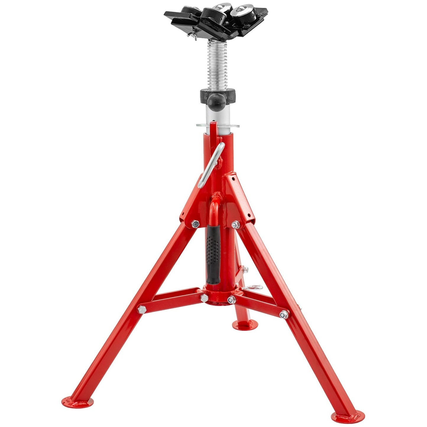 Adjustable Pipe Jack Stand with 4-Ball V-Head and Folding Legs, 680 kg Capacity