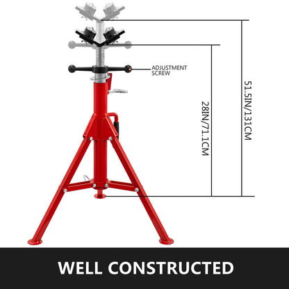 Adjustable Pipe Jack Stand with V-Head, 0.15m Thick, 680kg Capacity, Folding Legs