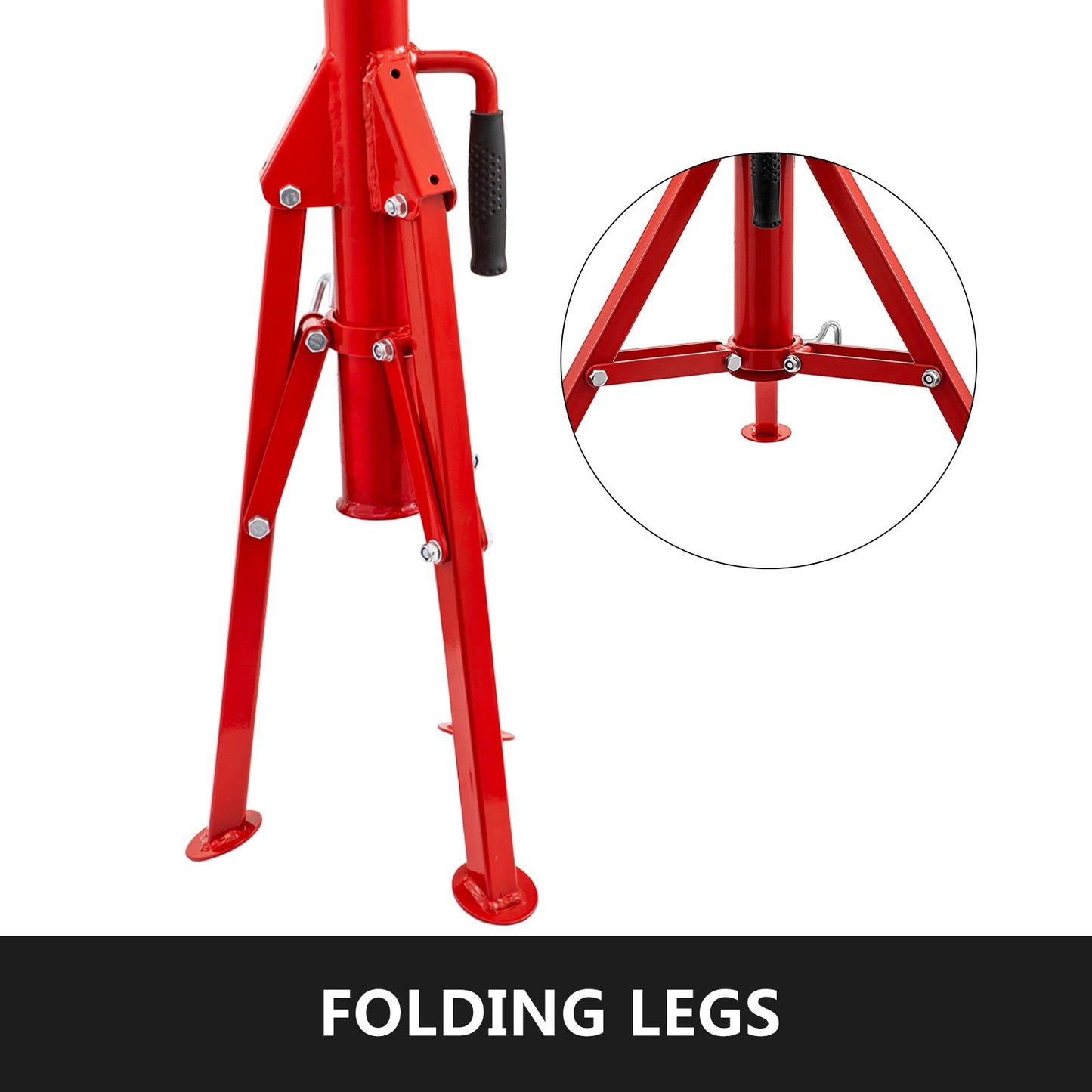 VEVOR Pipe Jack Stand with 4-Ball Transfer V-Head 6mm Thickness and Folding Legs