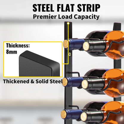 VEVOR Wall Mounted Wine Rack, 12x2 Bottles Wine Holder Towel Rack, Black Steel Vertical