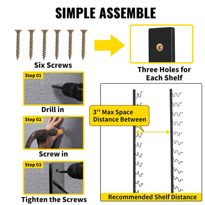 VEVOR Wall Mounted Wine Rack, 12x2 Bottles Wine Holder Towel Rack, Black Steel Vertical