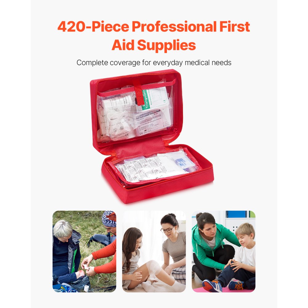 VEVOR First Aid Kit 420 Pieces Large Survival Bag Emergency Medical Supplies