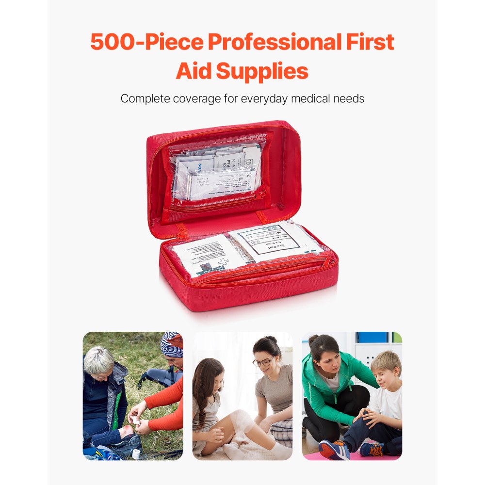 VEVOR First Aid Kit 500 Pieces Large Survival Bag Emergency Medical Supplies