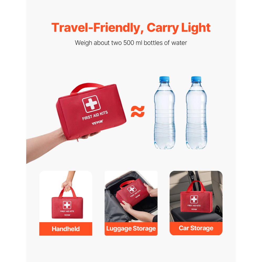 VEVOR First Aid Kit 500 Pieces Large Survival Bag Emergency Medical Supplies