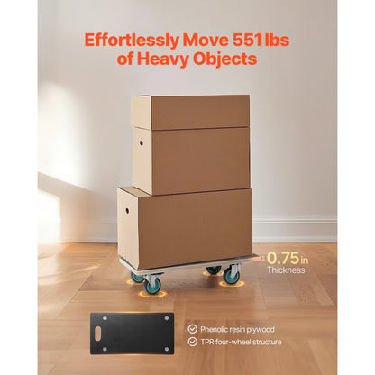 VEVOR Furniture Dolly 250 kg Furniture Moving Dollies with 4 TPR Silent Wheels