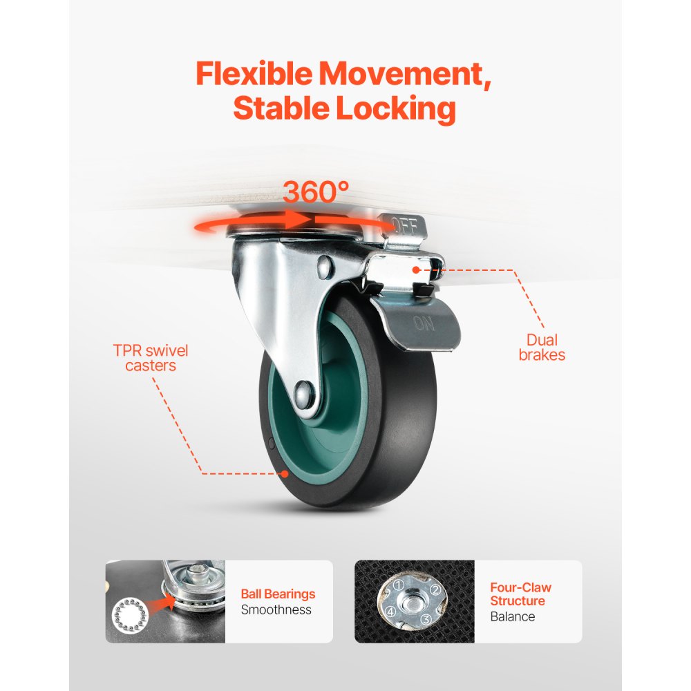 VEVOR Furniture Dolly 250 kg Furniture Moving Dollies with 4 TPR Silent Wheels