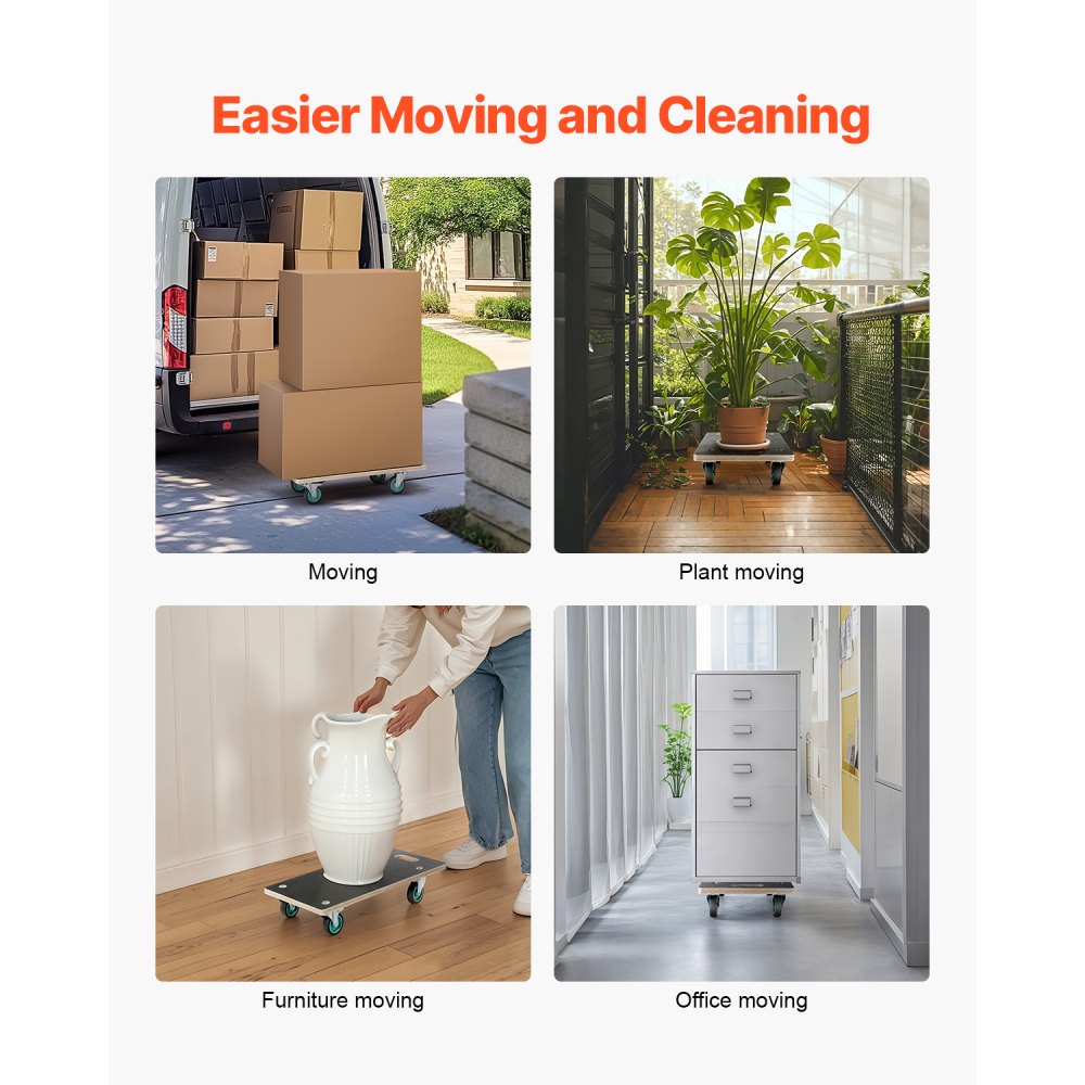 VEVOR Furniture Dolly 250 kg Furniture Moving Dollies with 4 TPR Silent Wheels