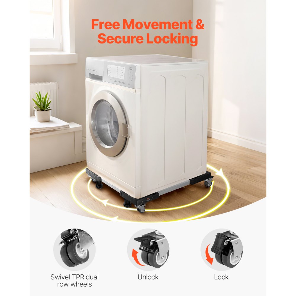 Fridge Stand Mobile Base 500 kg 69.9-89.9 cm Adjustable Furniture Dolly