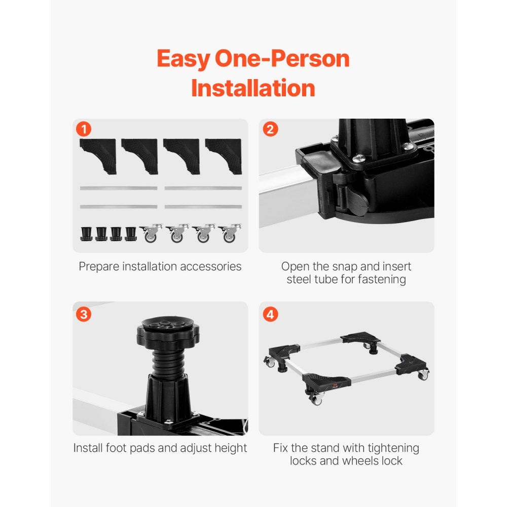 Fridge Stand Mobile Base 500 kg 69.9-89.9 cm Adjustable Furniture Dolly