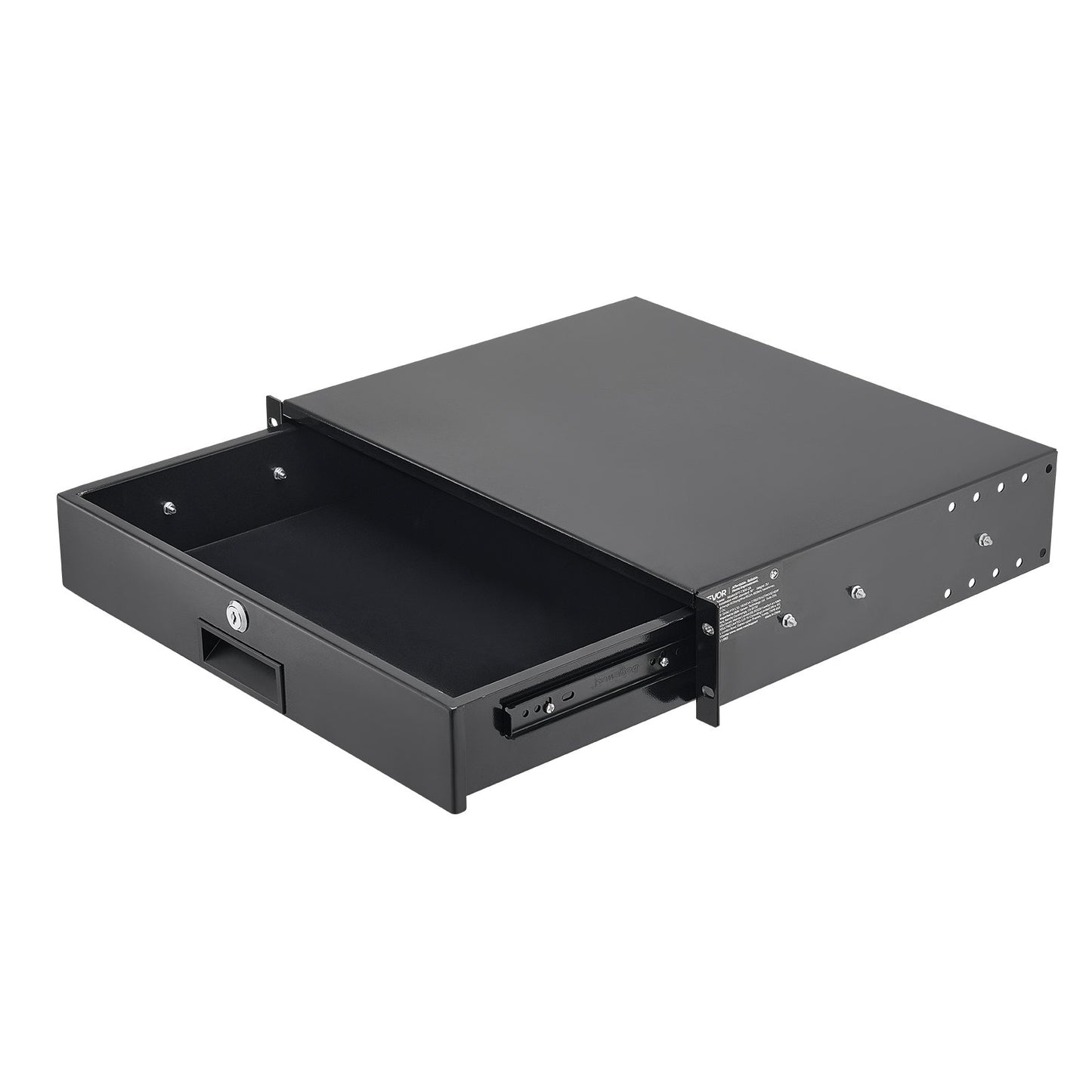 2U Rack Mount Drawer, 22.68 kg Max Load-Bearing, Lockable Server Cabinet Case, Sliding Drawer with Lock and Cable Management Holes, for Network Equipment Server AV Rack or Cabinet Enclosure