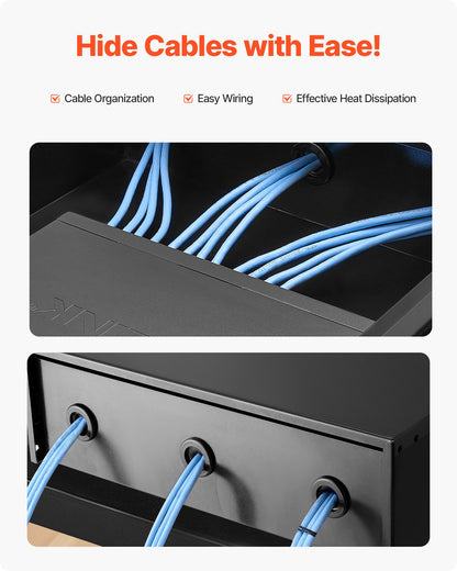 3U Rack Mount Drawer, 22.68 kg Max Load-Bearing, Lockable Server Cabinet Case, Sliding Drawer with Lock and Cable Management Holes, for Network Equipment Server AV Rack or Cabinet Enclosure