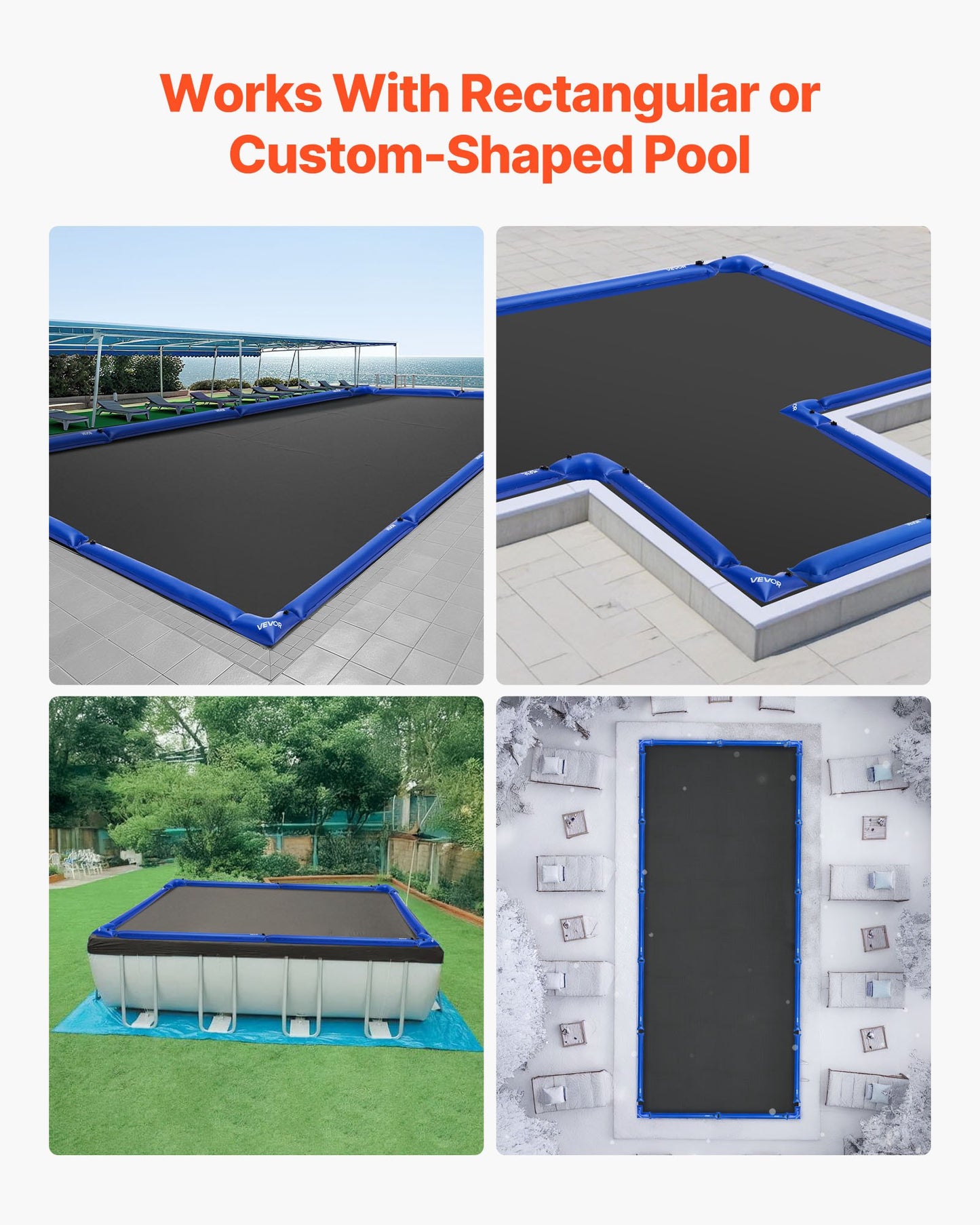 Corner Pool Water Tubes, 4 Pack 570 x 565 mm, Corner Winter Water Bags with Leakproof Screw Cap, 0.4mm Heavy Duty PVC, Cold-Resistant Weights for Inground Swimming Pool Covers