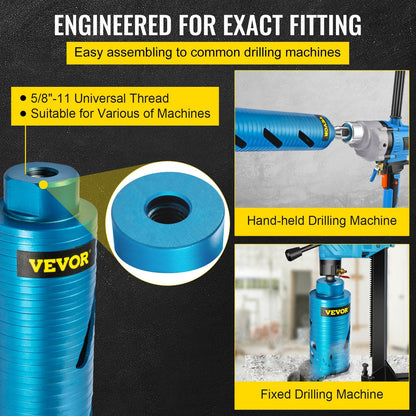 Diamond Core Drill Bit, 63.5mm Diameter, 241.3mm Depth for Concrete & Brick