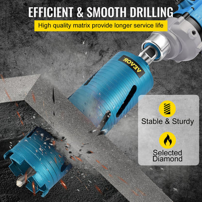 VEVOR Dry Core Drill Bit,  88.9 mm Diameter 11 Threaded, 241.3mm Depth Diamond Coring