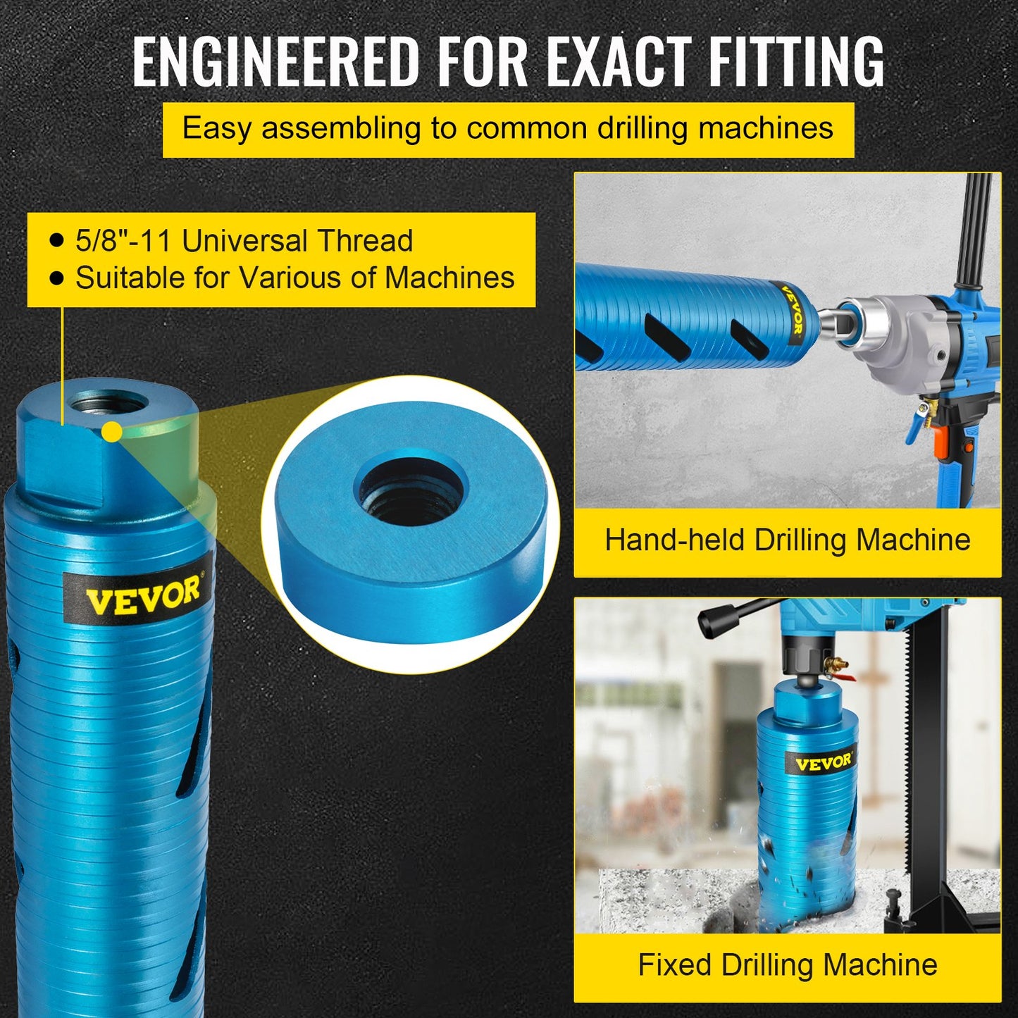 VEVOR Core Drill Bit,  50.8 mm Diameter 11 Threaded, 241.3mm Depth Diamond Dry Coring