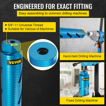 VEVOR Core Drill Bit,  50.8 mm Diameter 11 Threaded, 241.3mm Depth Diamond Dry Coring