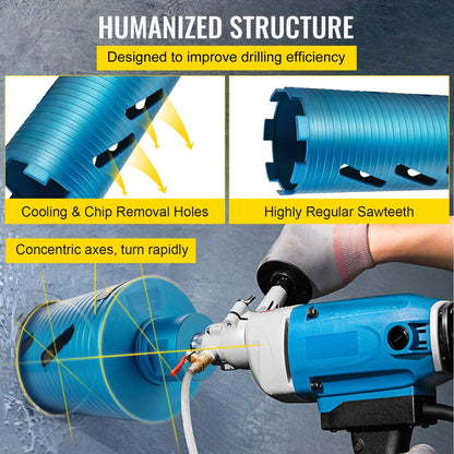 Diamond Core Drill Bit 0.1m with Pilot for Hard Concrete, 2.6 kg, 5/8"-11 Thread