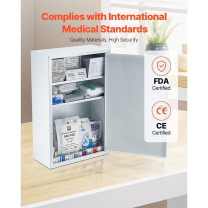 VEVOR 3-Shelf First Aid Cabinet 1000 Pieces Wall Mounted Medicine Metal Cabinet