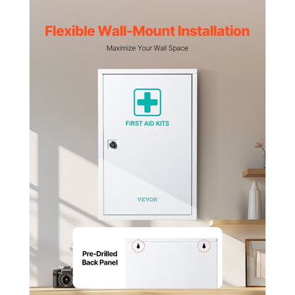 VEVOR 3-Shelf First Aid Cabinet 1000 Pieces Wall Mounted Medicine Metal Cabinet