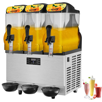 VEVOR 3 x 12L / 3.2 Gal Commercial Slush Machine Margarita Smoothie Frozen Drink
