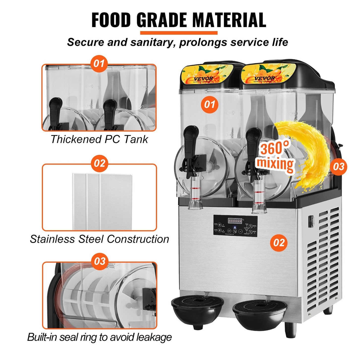 Dual 12L Commercial Slush Machine for Frozen Drinks and Smoothies
