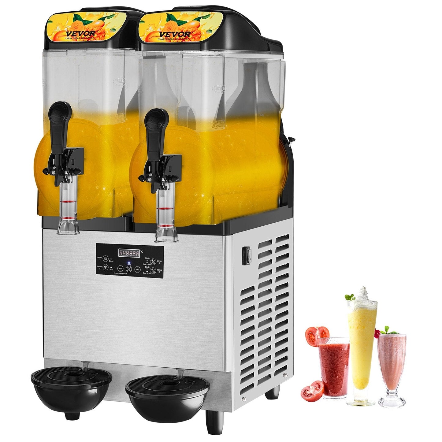 Dual 12L Commercial Slush Machine for Frozen Drinks and Smoothies