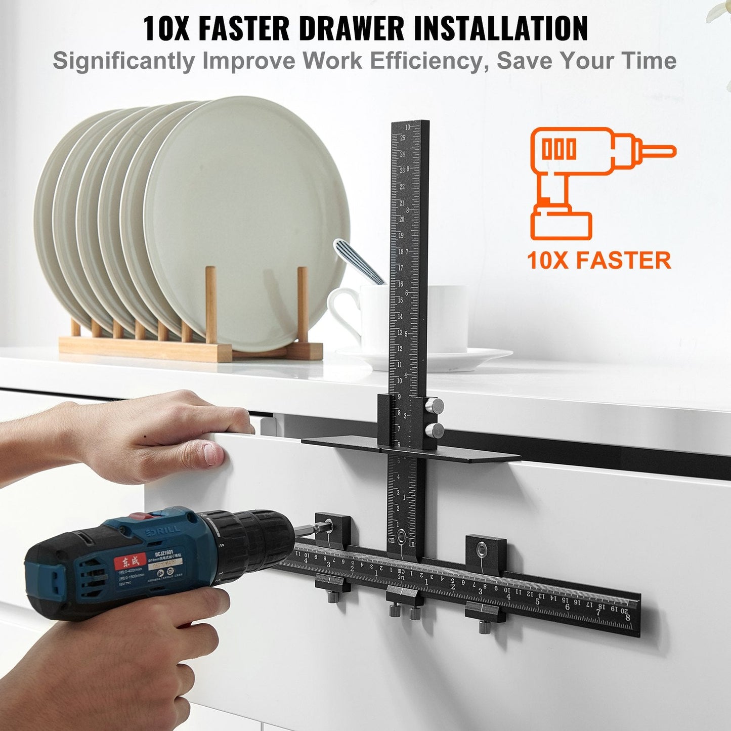 Aluminum Alloy Cabinet Handle Jig with Center Punch & Reversible Design