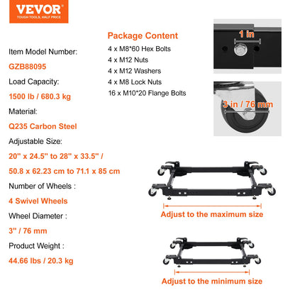 VEVOR Mobile Base Heavy Duty Universal Stand 680.3kg Capacity For Tools Machines