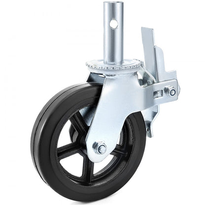 VEVOR 20 x 5 cm Heavy Duty Scaffolding Rubber Swivel Caster 4 Pack Dual Locking
